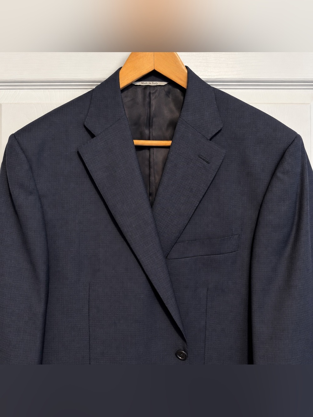Canali 1934 Italy Men’s 2-Piece Suit Check Navy Blue 100% Wool Size 46R / 40x32 - Picture 2 of 12